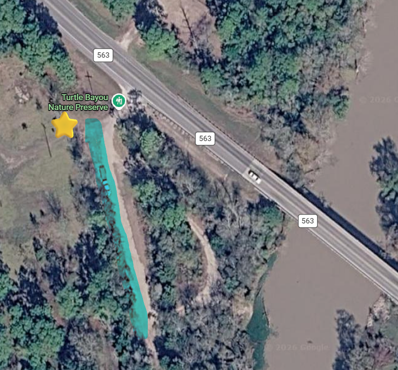 Turtle Bayou Nature Preserve access and parking map