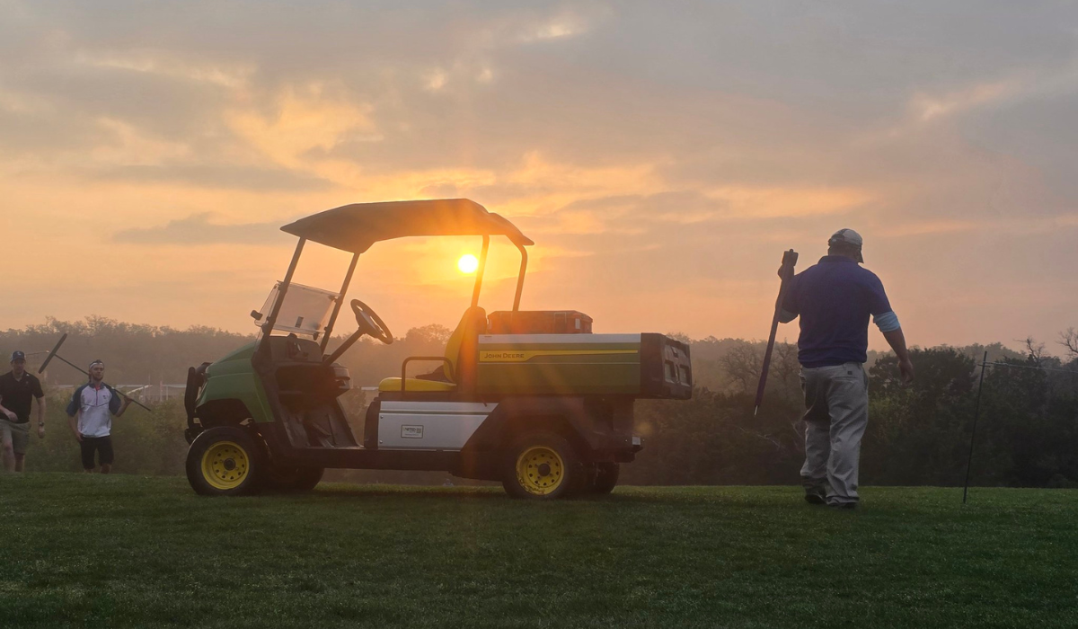 Winter equipment maintenance on golf course cart