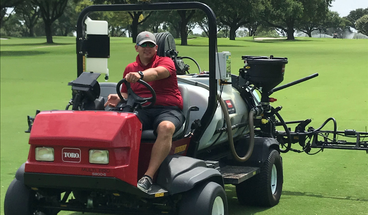 Winter equipment maintenance on golf course sprayer