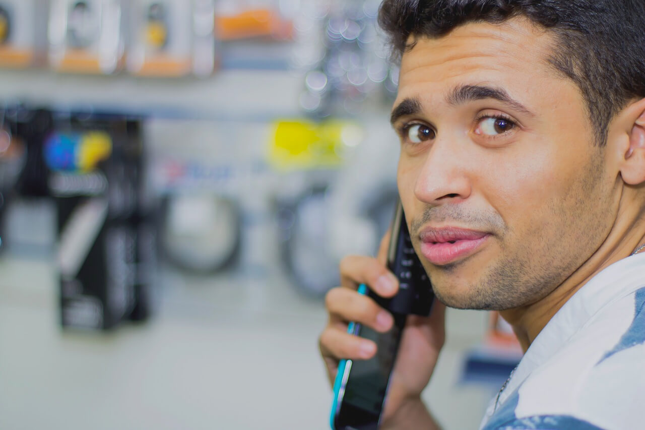 woman listening to voicemails