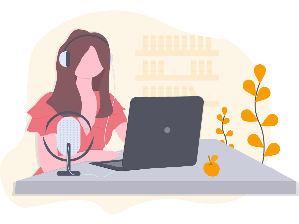 woman podcaster taking comments