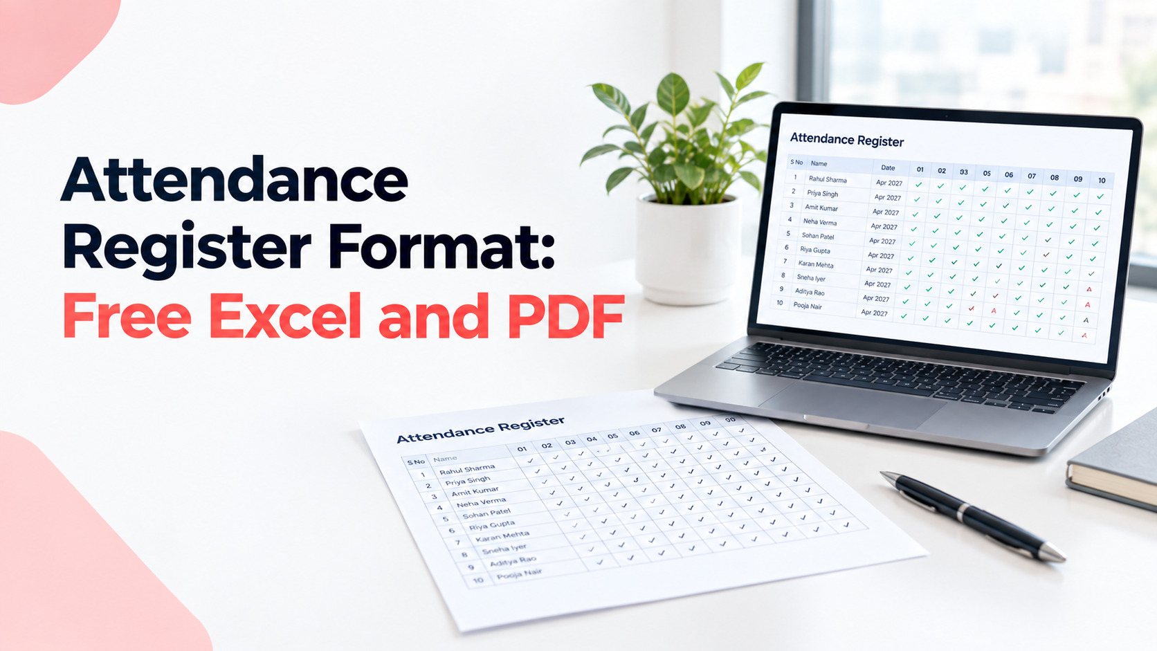 Attendance Register Format: Free Excel, PDF and Word Templates (India, 2027)