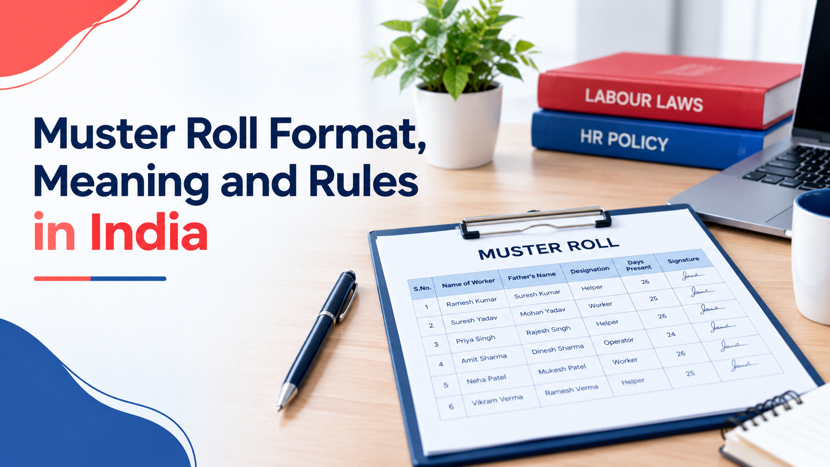 Muster Roll: Format, Meaning, Who Must Maintain It and Penalties (New Labour Codes)