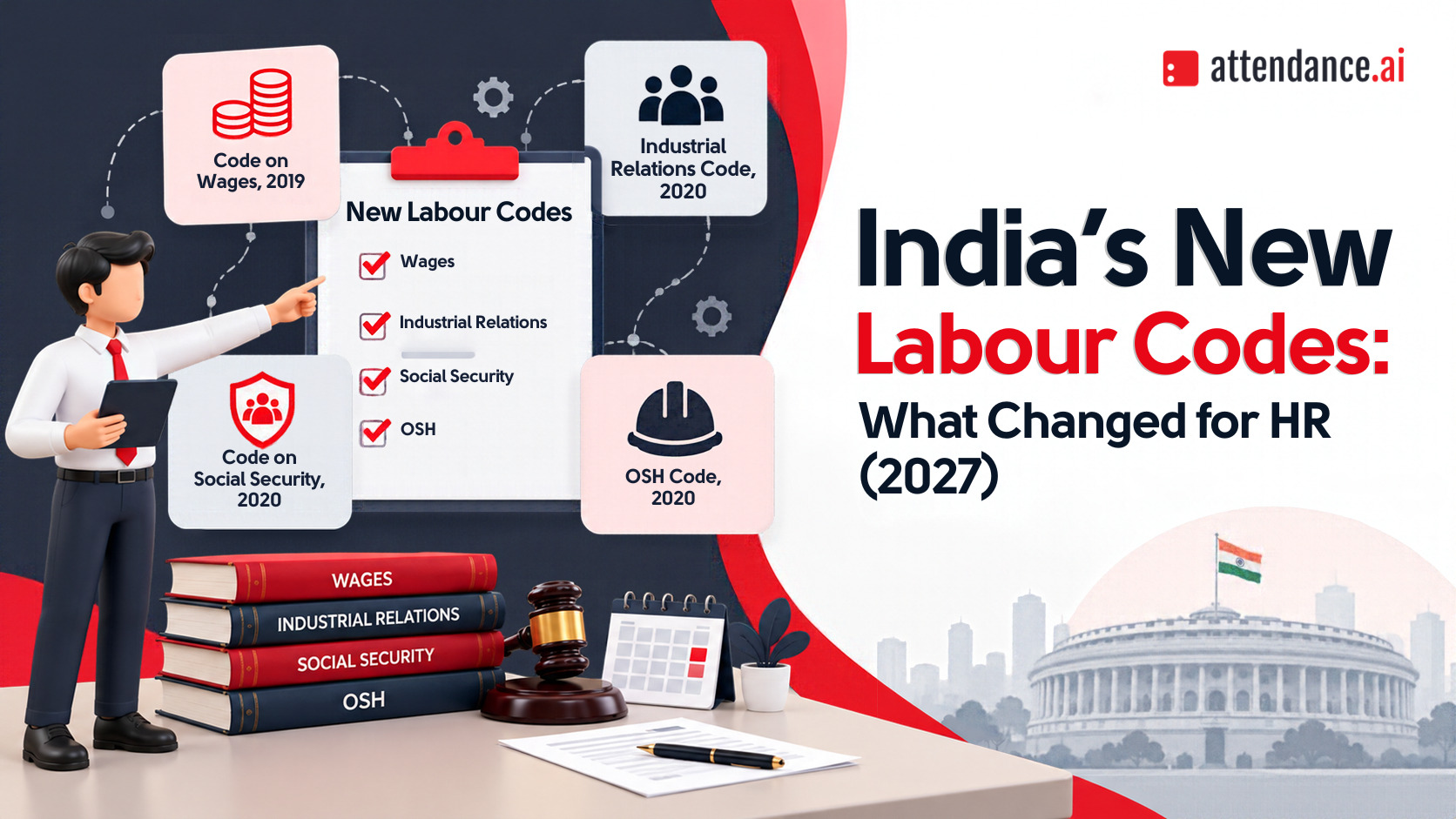India's Four Labour Codes Explained: What Changed for HR, Attendance and Payroll (2027 Guide)