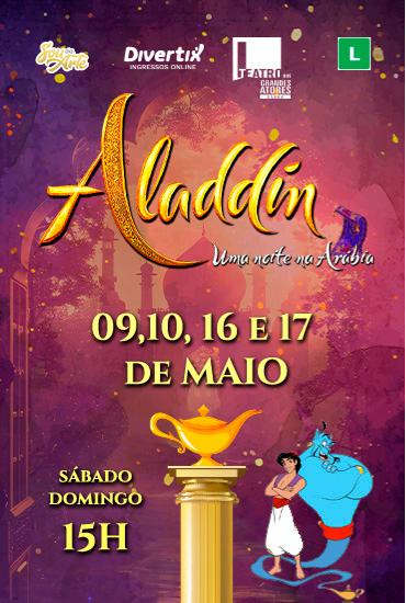 Capa da peça Aladdin - Uma Noite na Arábia