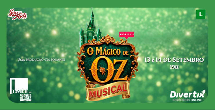 Banner da peça O Mágico de Oz