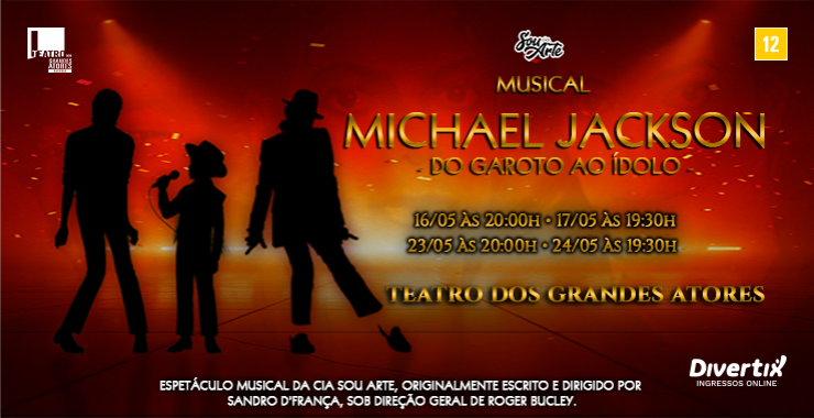 Banner da peça Michael Jackson - Do Garoto ao Ídolo
