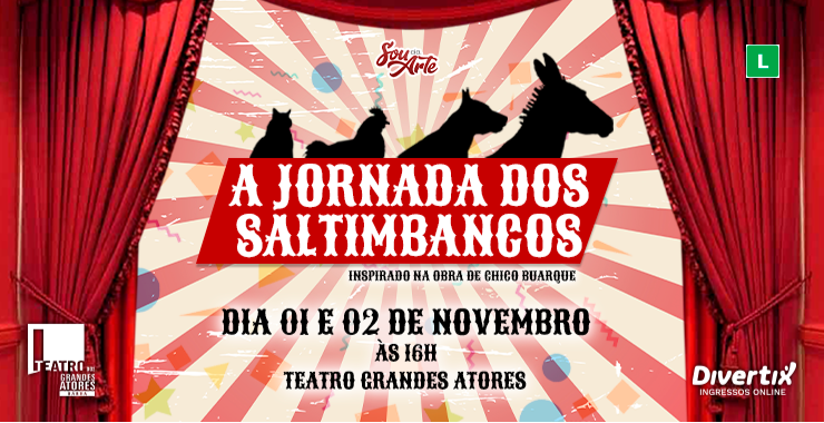 Banner da peça A Jornada dos Saltimbancos