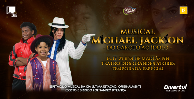 Banner da peça Michael Jackson - Do Garoto ao Ídolo