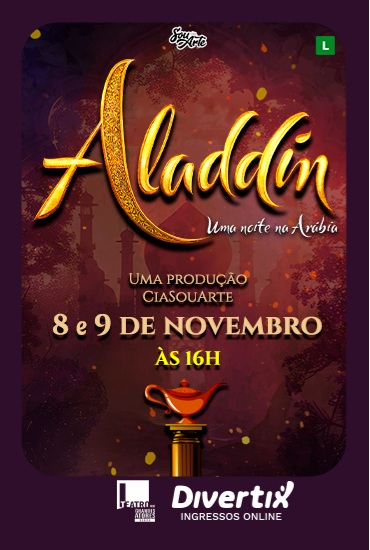 Capa da peça Aladdin - Uma Noite na Arábia