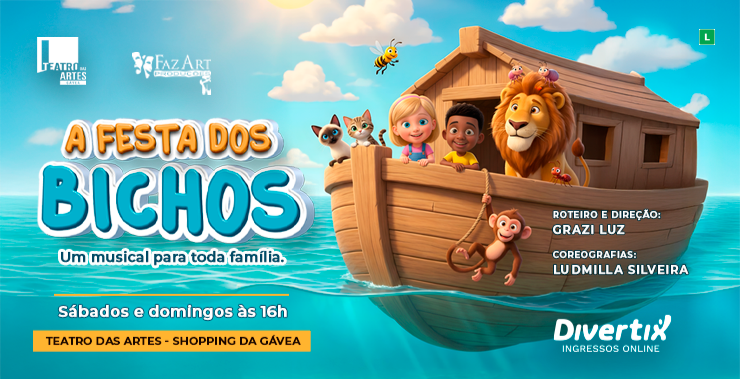Banner da peça A Festa dos Bichos - O Musical