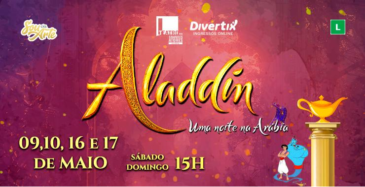Banner da peça Aladdin - Uma Noite na Arábia