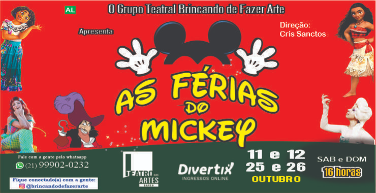 Banner da peça As Férias do Mickey