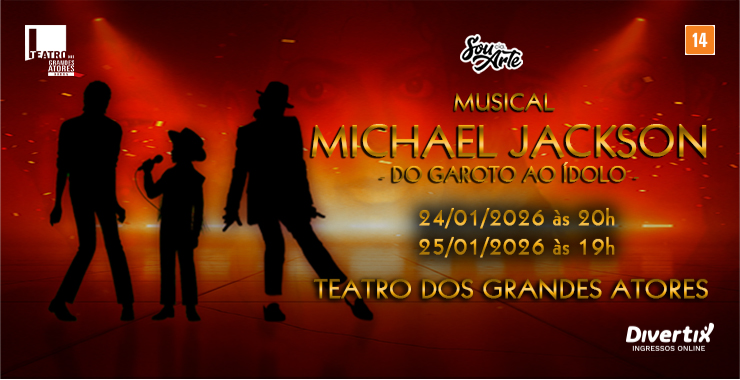 Banner da peça Michael Jackson - Do Garoto ao Ídolo