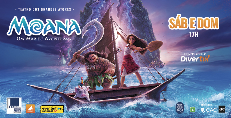 Banner da peça Moana - Um mar de aventuras