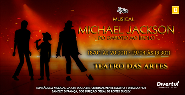 Banner da peça Michael Jackson - Do Garoto ao Ídolo TDA