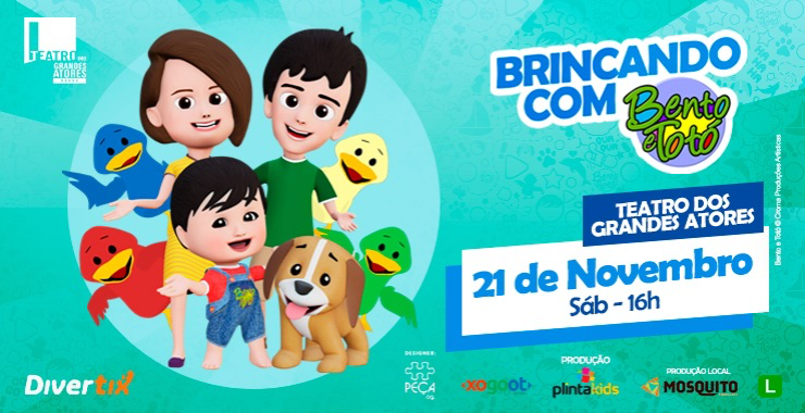 Banner da peça Brincando com Bento e Totó