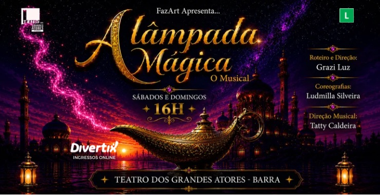 Banner da peça A Lâmpada Mágica