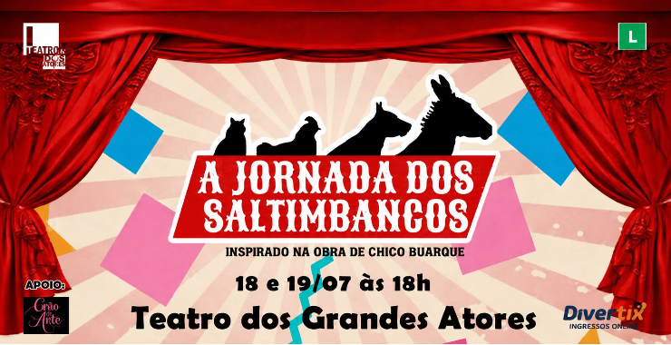 Banner da peça A Jornada dos Saltimbancos
