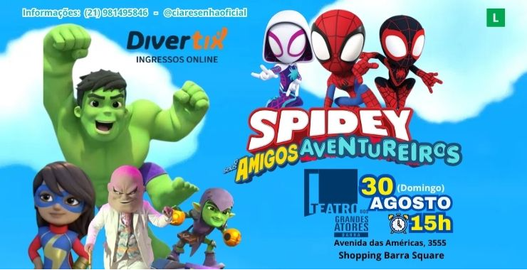 Banner da peça Spidey - Amigos aventureiros