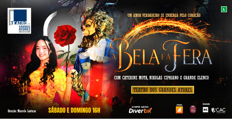Banner da peça A Bela e a Fera - o musical