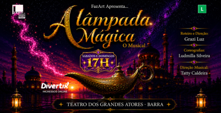 Banner da peça A Lâmpada Mágica