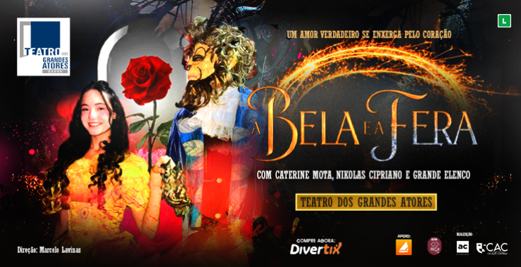 Banner da peça A Bela e a Fera