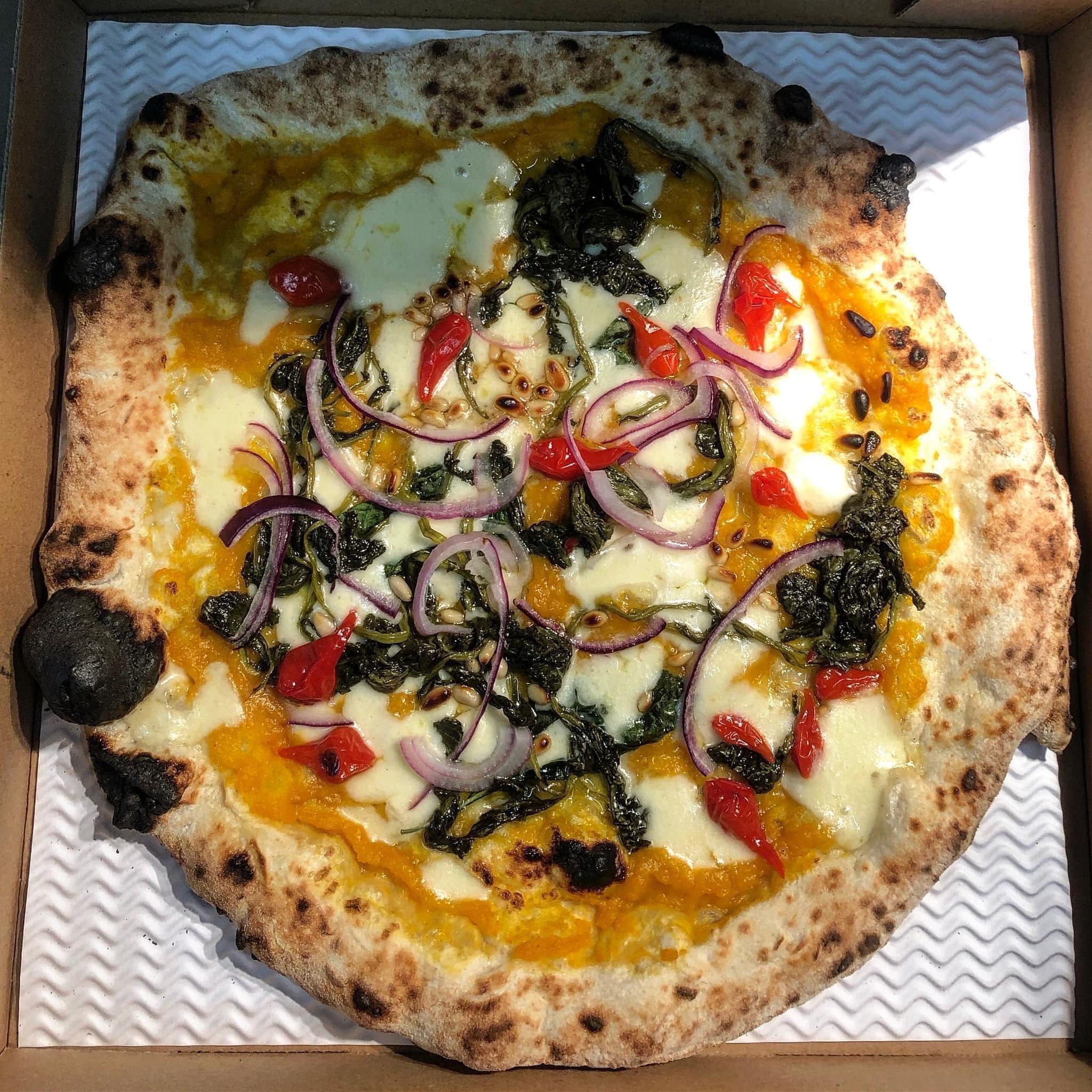 The wood-fired oven in operation
