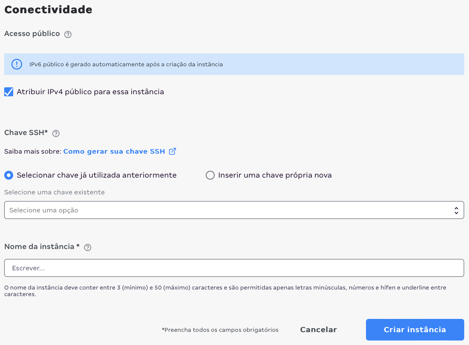 magalu cloud criar instancia conectividade