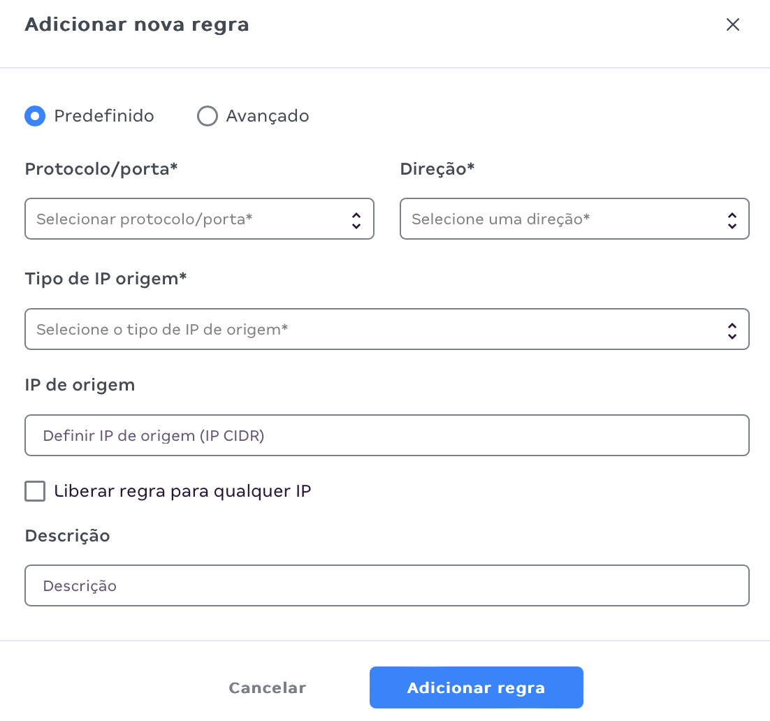 magalu cloud grupo seguranca regra