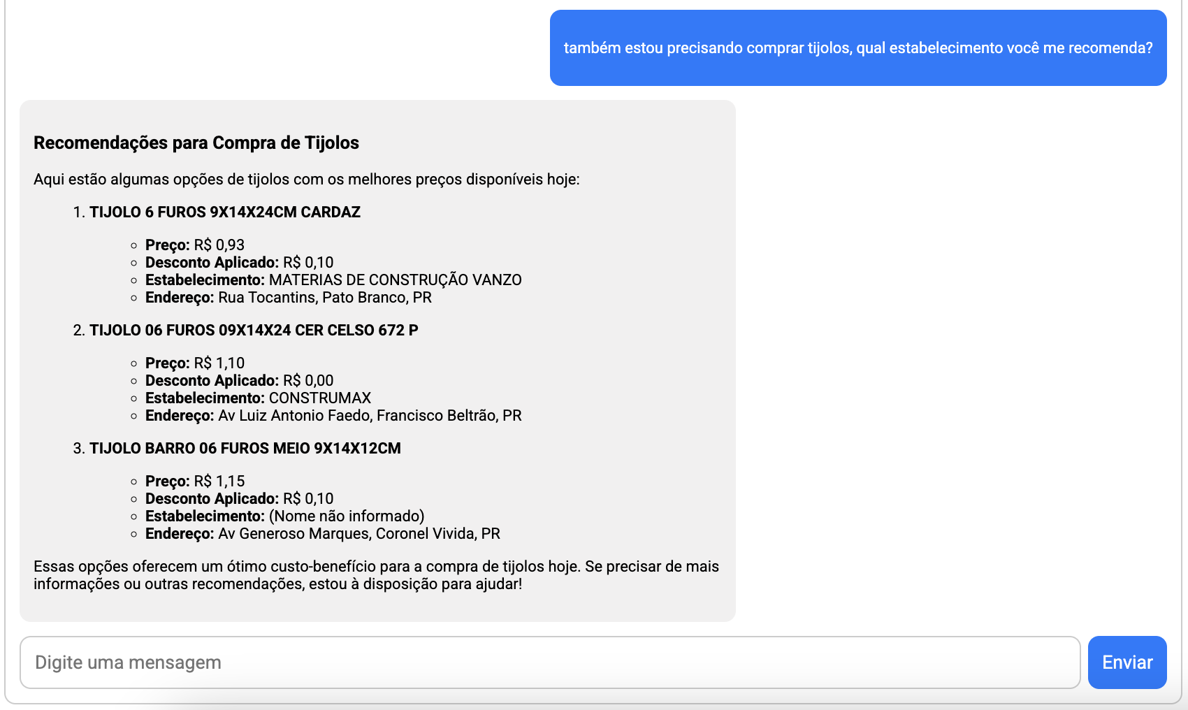 menor preco exemplo 1