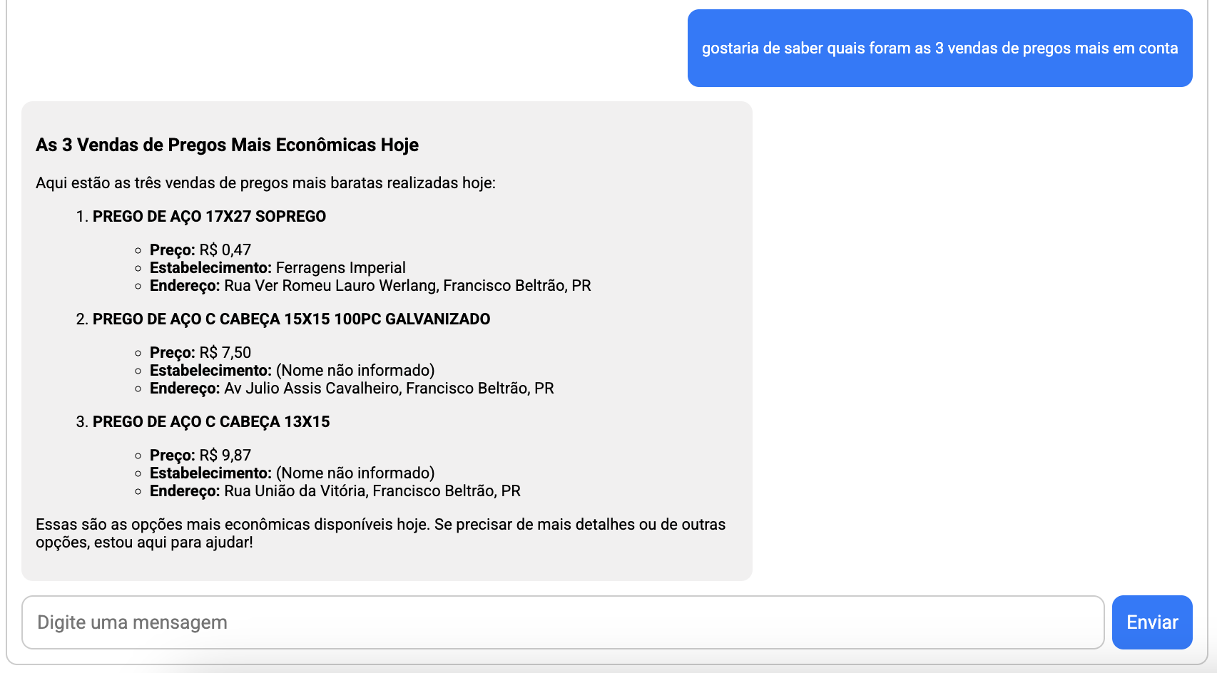 menor preco exemplo 2
