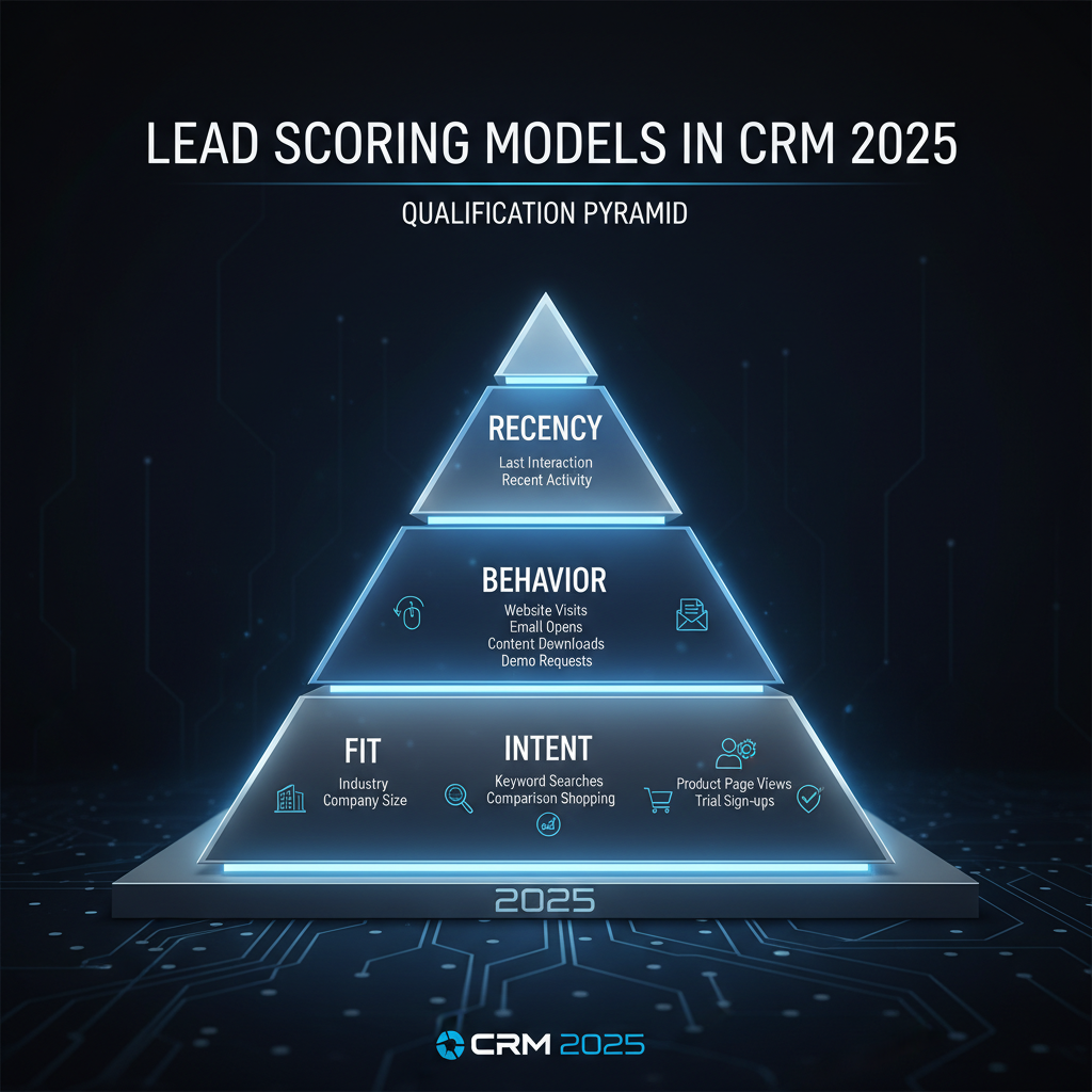 Lead scoring models in CRM 2025: fit, intent, behavior, recency pyramid
