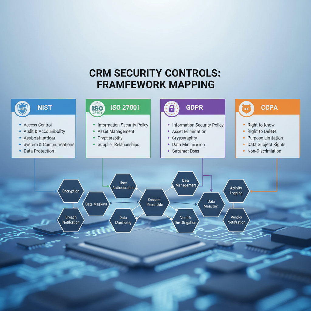 Mapping CRM security controls to frameworks: NIST, ISO 27001, GDPR, CCPA