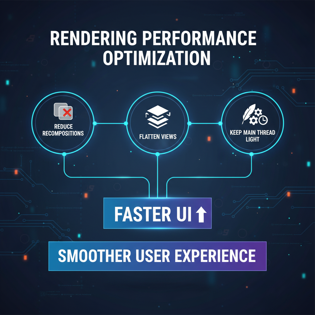 Rendering performance: reduce recompositions, flatten views, keep main thread light