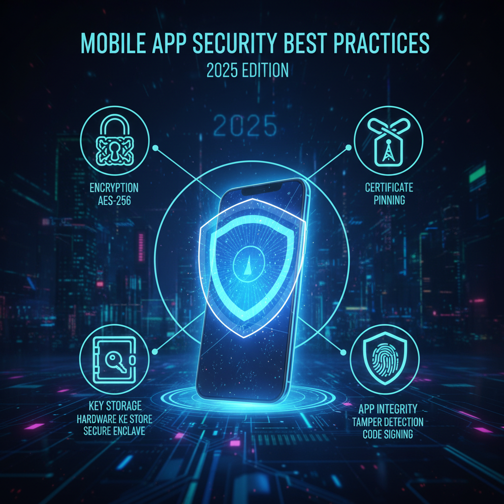 Mobile app security best practices 2025: encryption, key storage, pinning, integrity