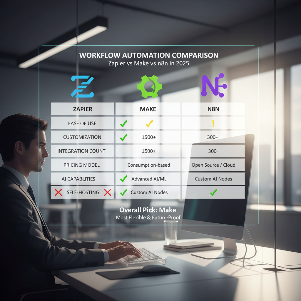 Zapier vs Make vs n8n in 2025: workflow automation comparison