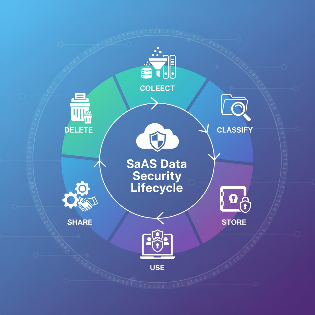 SaaS data security lifecycle: collect, classify, store, use, share, delete