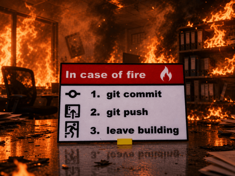 Letrero "In Case of Fire" para escritorio