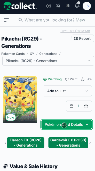 Collectible Item Details Example