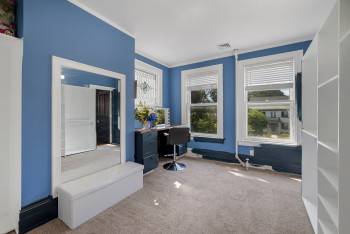 Office area with carpet flooring