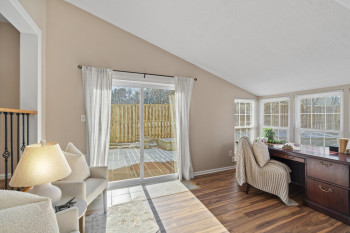 Sunroom with dedicated office workspace
