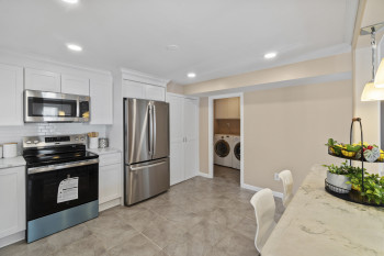 Kitchen with stainless steel appliances