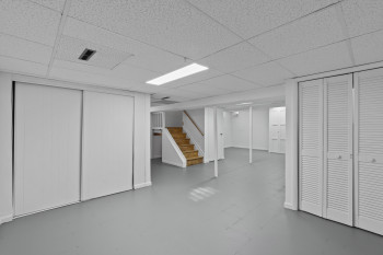 Finished basement with versatile open layout