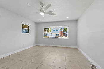 Bedroom #3 or Office/Living Space with ceiling fan, light tile patterned floors, a textured ceiling, and recessed lighting