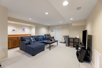 Family room in basement