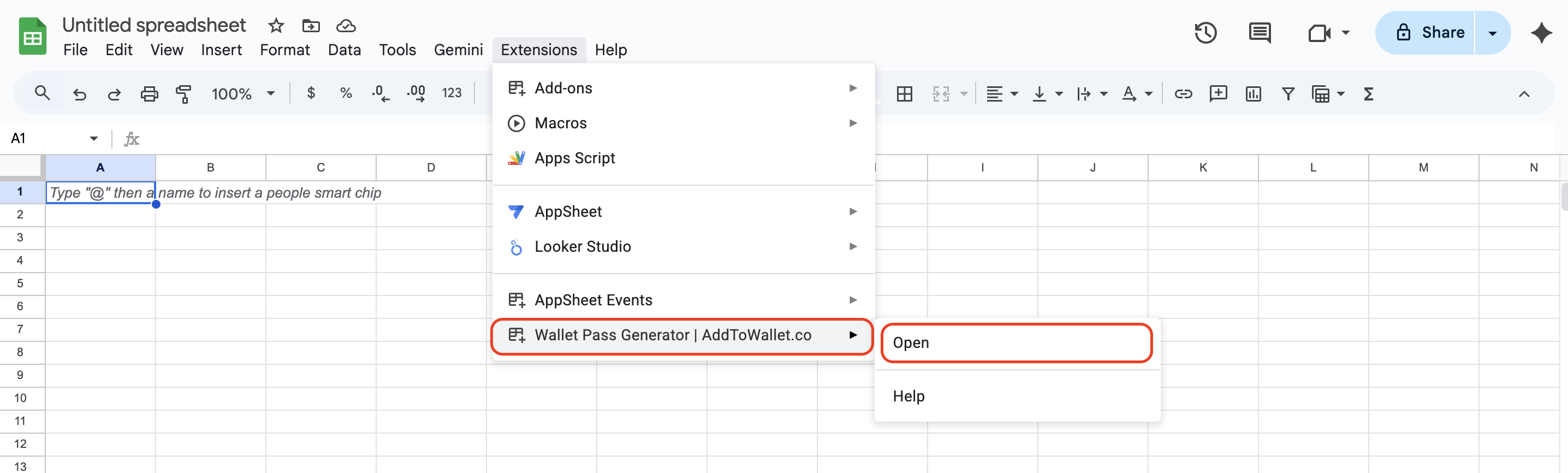 Map sheet columns to wallet pass fields