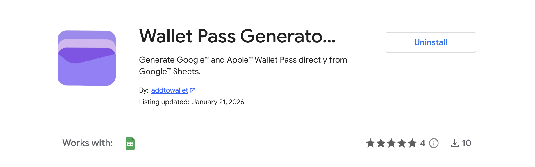 Map sheet columns to wallet pass fields