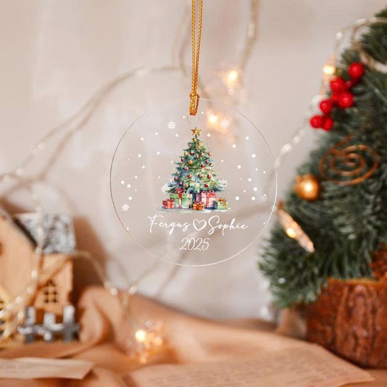 Personalized Couples Christmas Ornament – Custom Name Acrylic Xmas Decoration, Unique Holiday Gift for Couples
