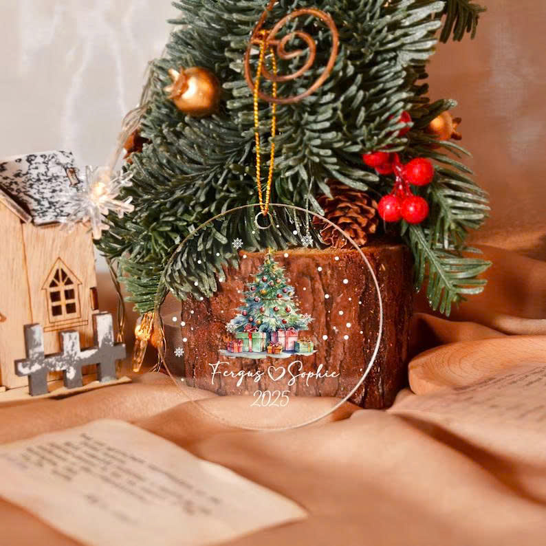 Personalized Couples Christmas Ornament – Custom Name Acrylic Xmas Decoration, Unique Holiday Gift for Couples - Media 2